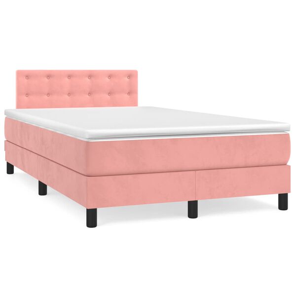 vidaXL Boxspring met matras fluweel roze 120x200 cm