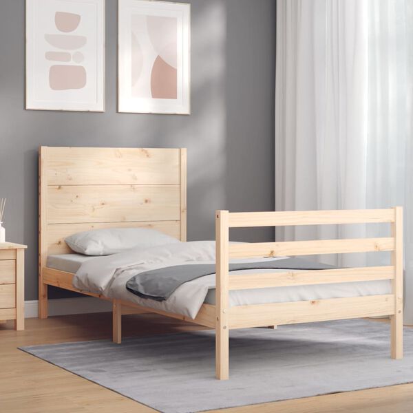 vidaXL Bedframe met hoofdbord massief hout
