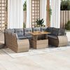 vidaXL 10-delige Loungeset met kussens poly rattan beige