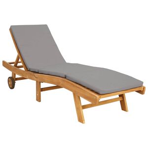 vidaXL Ligstoel Bruin en lichtgrijs Polyester