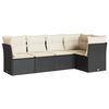 vidaXL 5-delige Loungeset met kussens poly rattan zwart