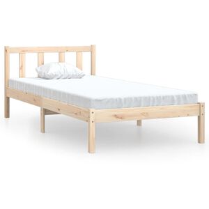 vidaXL Bedframe massief grenenhout zwart 75x190 cm