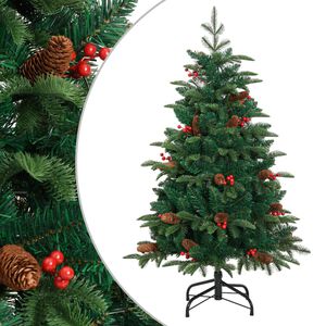 vidaXL Kunstkerstboom met scharnieren dennenappels en bessen 150 cm