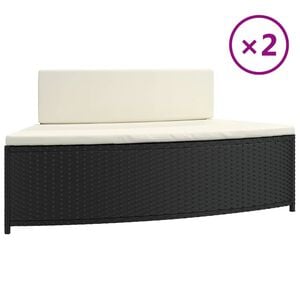 vidaXL Spa-bankjes met kussens 2 st poly rattan zwart