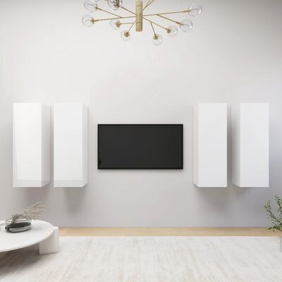 vidaXL Tv-meubelen 4 st 30,5x30x90 cm bewerkt hout hoogglans wit