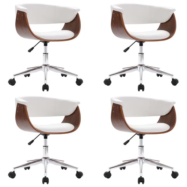 vidaXL Eetkamerstoelen draaibaar 4 st kunstleer wit