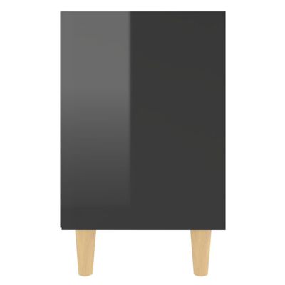 vidaXL Nachtkastje met houten poten 40x30x50 cm hoogglans zwart