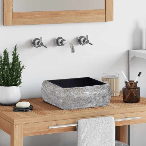 vidaXL Gootsteen 30x30x13 cm marmer zwart