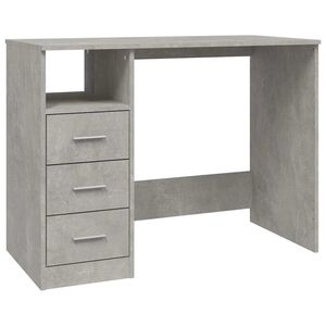 vidaXL Bureau met lades 102x50x76 cm bewerkt hout betongrijs