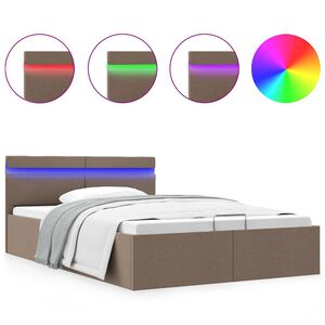 vidaXL Bedframe met hydraulische opslag en LED stof taupe 120x200 cm