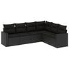 vidaXL 6-delige Loungeset met kussens poly rattan zwart