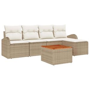 vidaXL Tuinbankenset 6 st Beige poly rattan