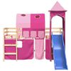 vidaXL Kinderhoogslaper met toren 80x200 cm massief grenenhout roze