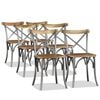 vidaXL Eetkamerstoelen massief mangohout en stalen rugleuning 6 st
