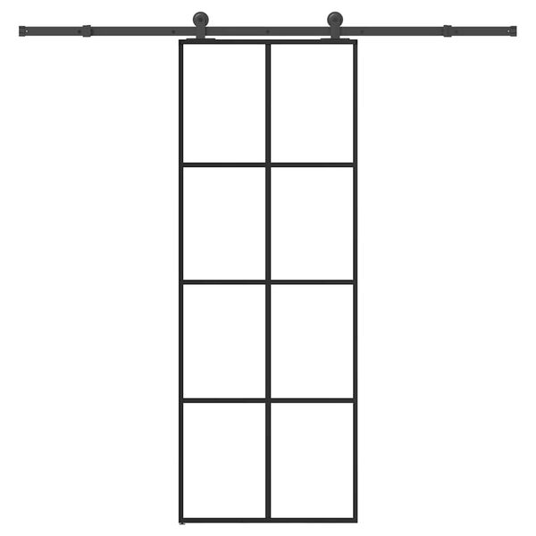 vidaXL Schuifdeur met beslag 76x205 cm ESG-glas en aluminium