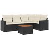 vidaXL 6-delige Loungeset met kussens poly rattan zwart
