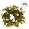 vidaXL Kerstslingers met bloemen 6 st 215 cm champagnekleurig
