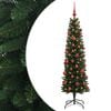 vidaXL Smalle kunstkerstboom met kerstballen 120 cm 150 LED's Warmwit