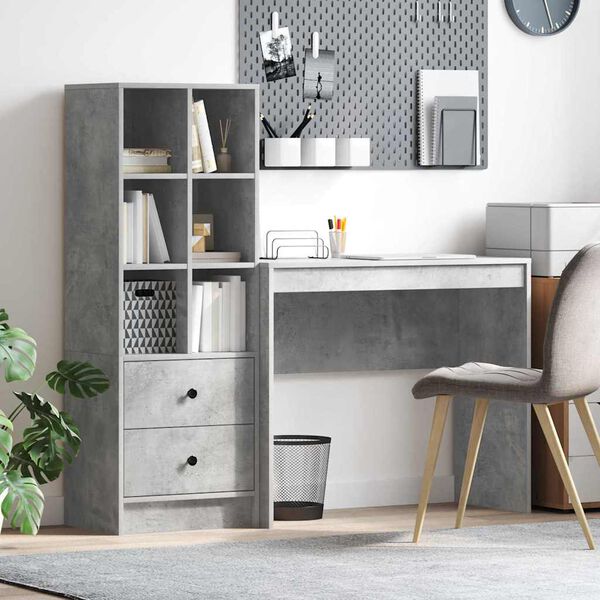 vidaXL Bureau met lade 2 pcs Beton Grijs