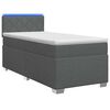 vidaXL Boxspring Bed met Matras en LED Donkergrijs Enkel Stof