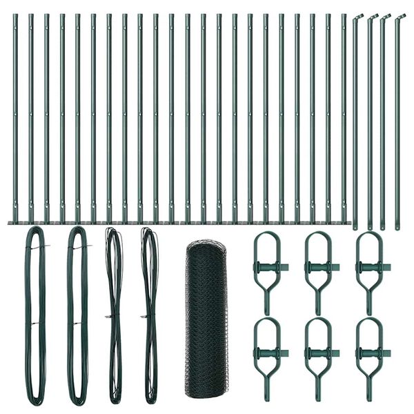 vidaXL Afrasteringspaal Groen 50 x 0,4 m (25 mm gaas) Staal en PVC