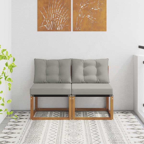 vidaXL 2 Stuk Buitenzitmiddelsofa Massief acaciahout en Textilene Stof