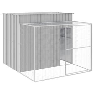 vidaXL Hondenhok met ren 214x253x181 cm staal lichtgrijs
