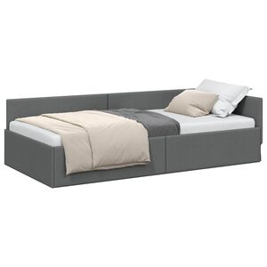 vidaXL Hoekbedframe met hoofdeinde Donkergrijs 80 cm x 200 cm Fluweel