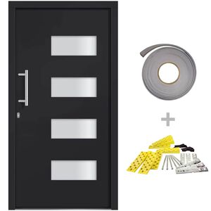 vidaXL Voordeur 100x200 cm aluminium en PVC antraciet