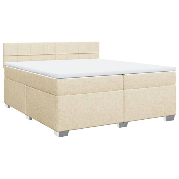 vidaXL Boxspring met matras stof cr&egrave;mekleurig 200x200 cm