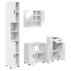 vidaXL Badkamermeubelset met lade 4 pcs Wit Bewerkt hout & Metaal