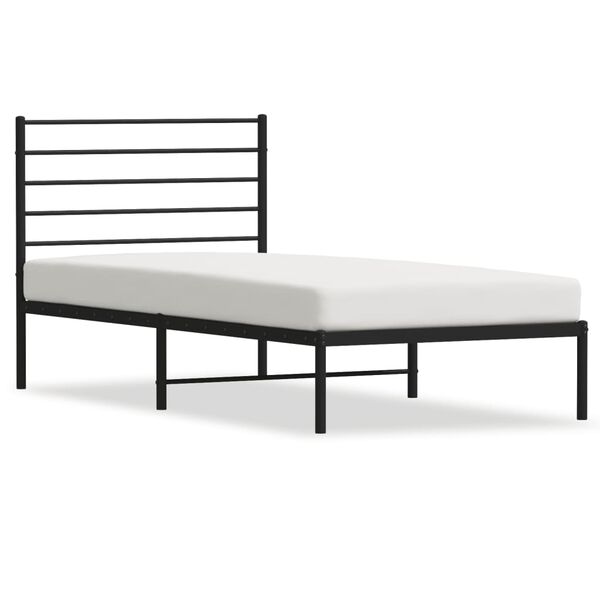 vidaXL Bedframe met hoofdbord metaal zwart 90x190 cm