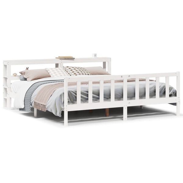 vidaXL Bedframe zonder matras massief grenenhout wit 200x200 cm