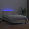 vidaXL Boxspring met matras en LED kunstleer cr&egrave;mekleurig 90x200 cm