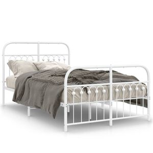 vidaXL Bedframe met hoofd- en voeteneinde metaal wit 120 x 190 cm