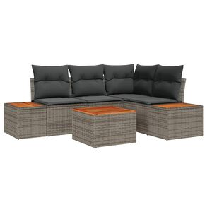 vidaXL Tuin Sofa Set met kussen 5 pcs Grijs poly rattan