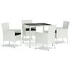 vidaXL 5-delige Tuinset met kussens poly rattan wit