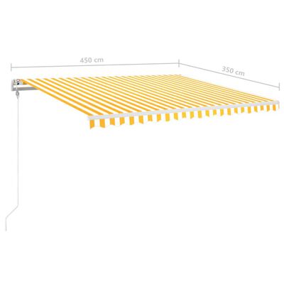 vidaXL Luifel automatisch met LED en windsensor 450x350 cm geel wit