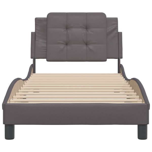 vidaXL Bedframe zonder matras "Zadar" kunstleer grijs 90x190 cm