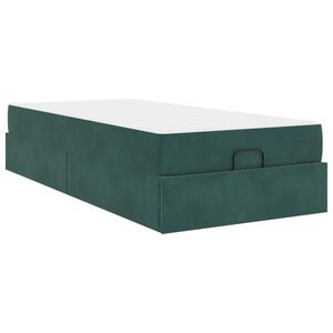 vidaXL Bedframe met matras met matras 2 pcs Groen Fluweel