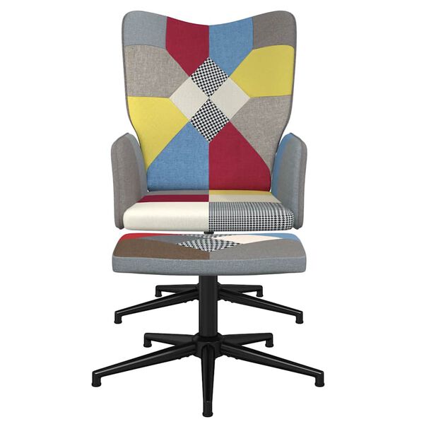 vidaXL Relaxstoel met voetenbank patchwork stof