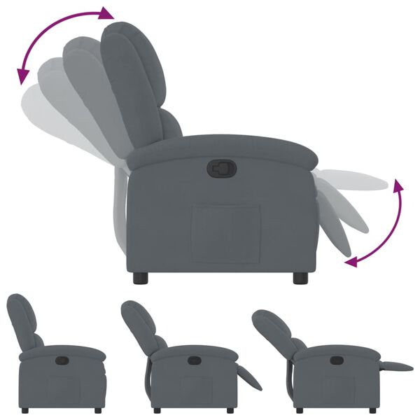 vidaXL Relaxfauteuil Donkergrijs Fluweel