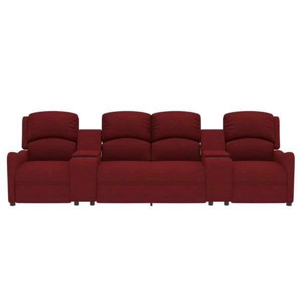 vidaXL Massagestoel 4-zits verstelbaar met bekerhouders stof wijnrood