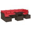 vidaXL Tuin Sofa Set met kussen 8 pcs Bruin en Rood poly rattan