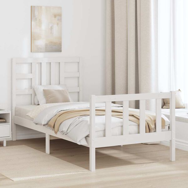 vidaXL Bedframe zonder matras massief grenenhout wit 90x190 cm