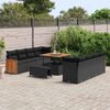 vidaXL Tuinbankenset met kussen 12 pcs Zwart poly rattan