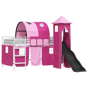 vidaXL Loftbed voor Kids Wit en Roze 79,5 x 200 cm Metaal