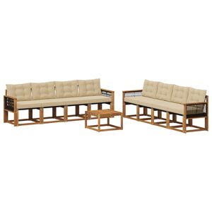 vidaXL Buiten bankenset 9 st Natuurlijk en Beige