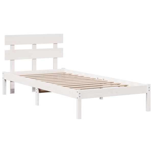 vidaXL Bedframe met hoofdeinde Wit 90 x 190 cm Massief grenenhout