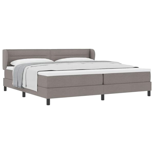 vidaXL Boxspringbed met matras met hoofdeinde Taupe 200 x 200 cm Stof